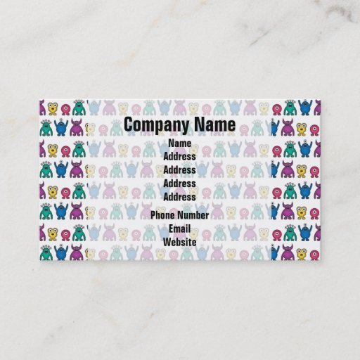 Customizable Kawaii Rainbow Alien Monsters Pattern Business Card