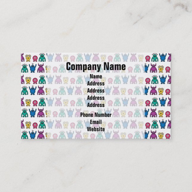 Kawaii Rainbow Alien Monsters Pattern Business Card (Front)