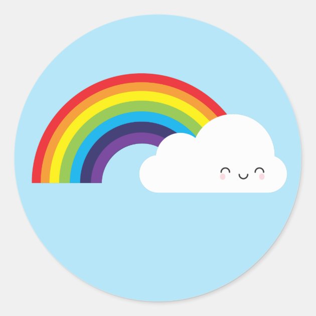 Kawaii Rainbow Classic Round Sticker | Zazzle