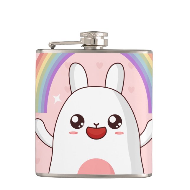 Kawaii rainbow clipart flask (Front)