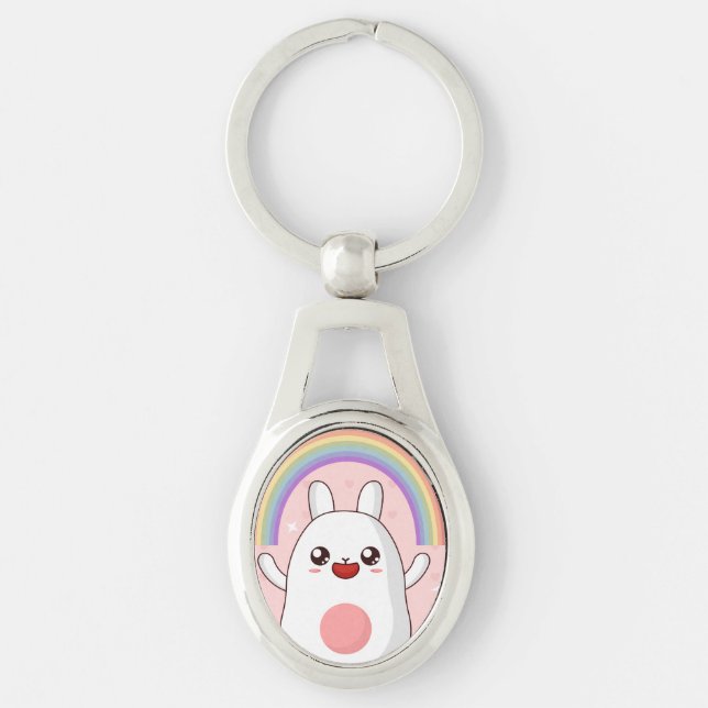 Kawaii rainbow clipart keychain (Front)