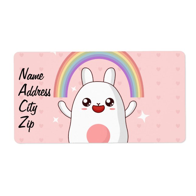 Kawaii rainbow clipart label (Front)