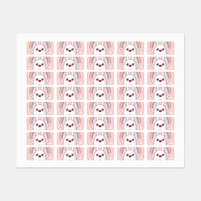 Kawaii rainbow clipart labels (Sheet)