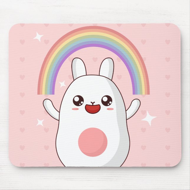 Kawaii rainbow clipart mouse pad (Front)