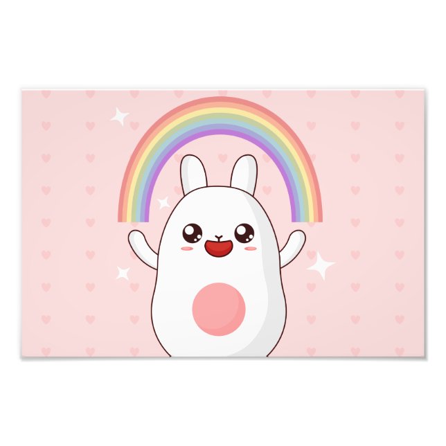 Kawaii rainbow clipart photo print (Front)