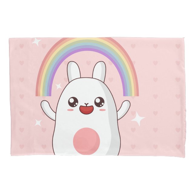 Kawaii rainbow clipart pillow case (Front)