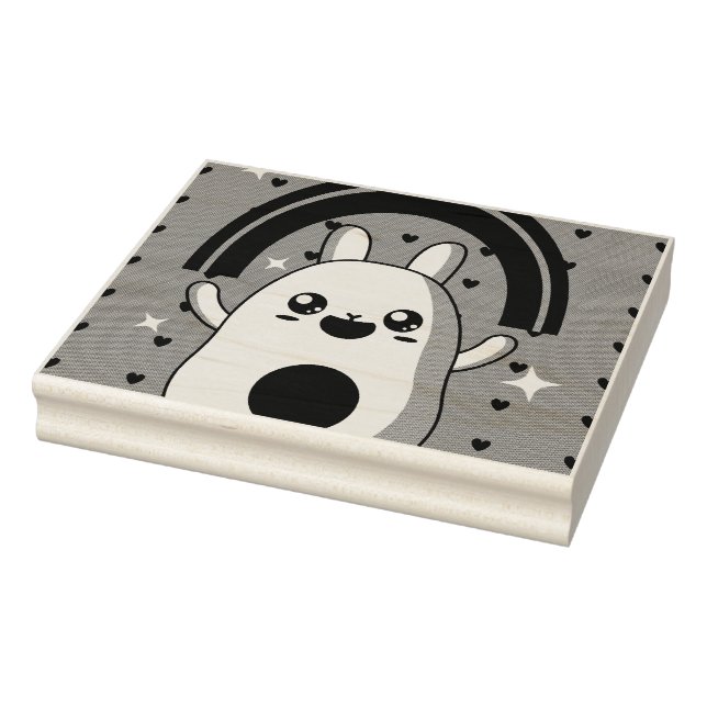 Kawaii rainbow clipart rubber stamp (Stamp)