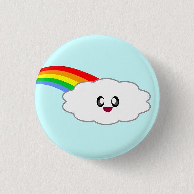 KAWAII RAINBOW CLOUD ADORABLE CUTE BUTTON (Front)