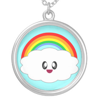 Kawaii Rainbow Cloud Sterling Silver Necklace