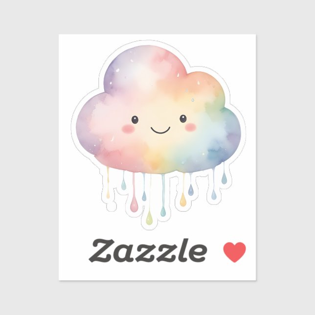 Kawaii Rainbow Cloud Sticker (Sheet)