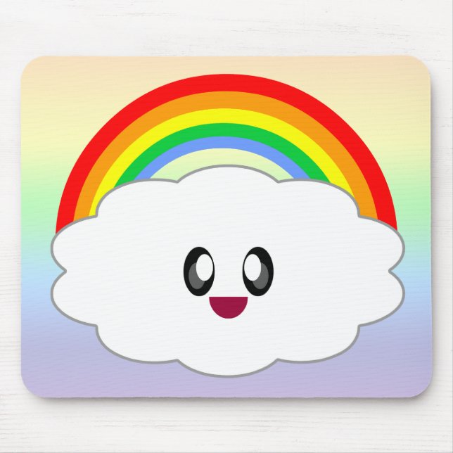 KAWAII RAINBOW CLOUD SUPER ADORABLE 100 PERCENT MOUSE PAD (Front)