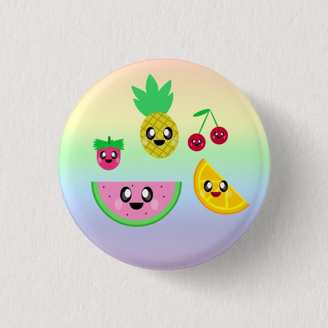KAWAII RAINBOW FRUIT PIN BUTTON (Front)