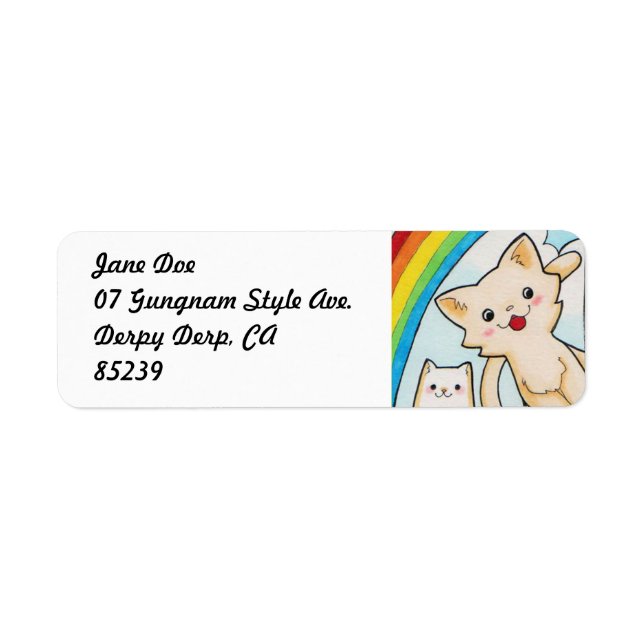 Kawaii Rainbow Kittens Customizable Labels (Front)