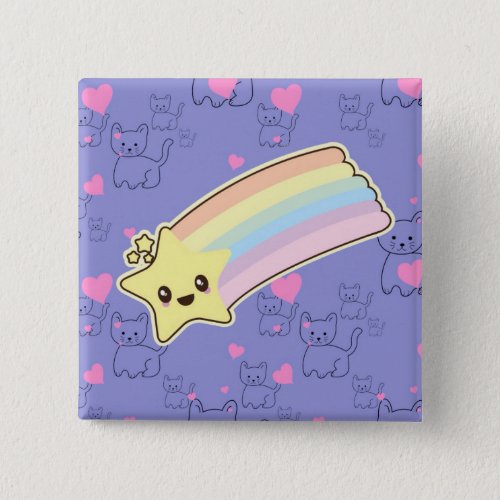 Kawaii rainbow kittens pattern so cute So Kawaii Button