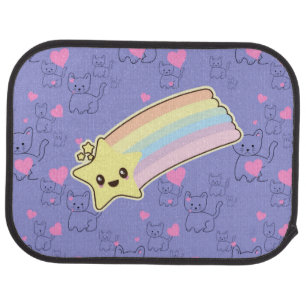 Kawaii rainbow kittens pattern so cute. So Kawaii Car Floor Mat