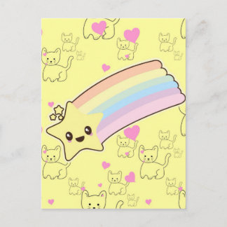 Kawaii rainbow kittens pattern so cute. So Kawaii Postcard