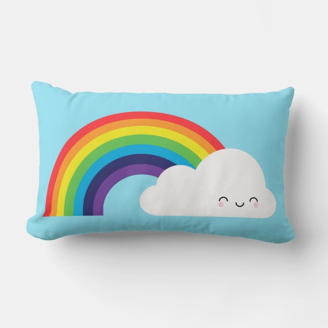 Kawaii Rainbow Lumbar Pillow (Front)