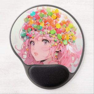 Kawaii Rainbow Pastel Candy Mushroom Anime Girl Gel Mouse Pad