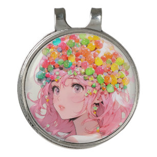 Kawaii Rainbow Pastel Candy Mushroom Anime Girl Golf Hat Clip