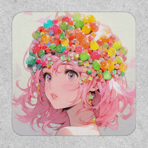 Kawaii Rainbow Pastel Candy Mushroom Anime Girl Patch