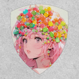 Kawaii Rainbow Pastel Candy Mushroom Anime Girl Patch