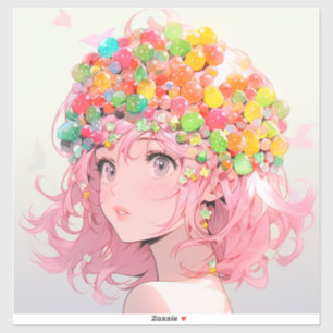 Kawaii Rainbow Pastel Candy Mushroom Anime Girl Sticker
