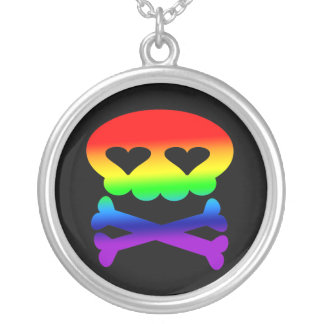 Kawaii Rainbow Skull Sterling Silver Necklace