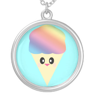 Kawaii Rainbow Sno Cone Sterling Silver Necklace