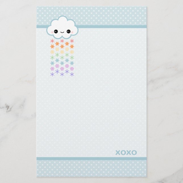 Kawaii Rainbow Snow Stationery (Front)