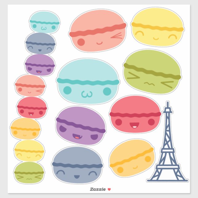 Kawaii Rainbow stacked Macarons Sticker (Sheet)