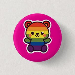 Kawaii Rainbow Teddy – A Cute LGBTQ+ Pride Plush Button