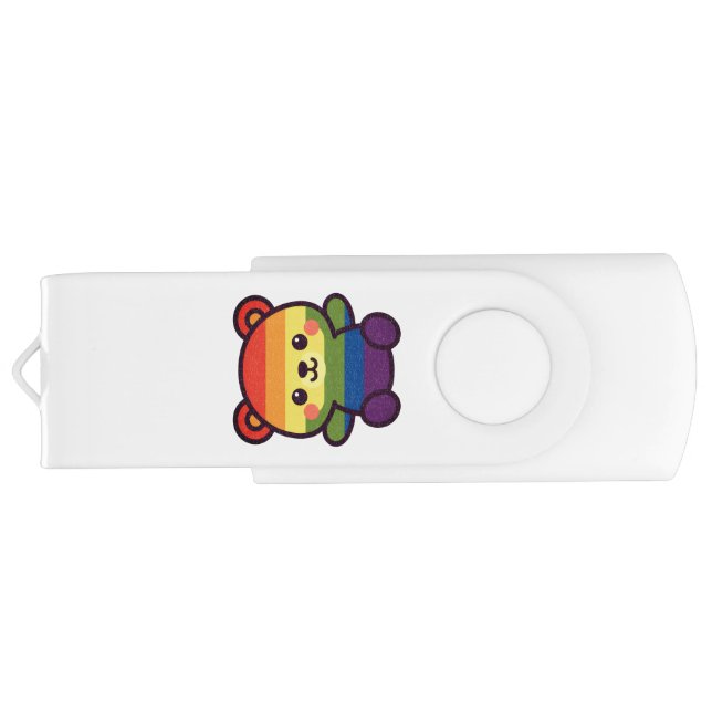 Kawaii Rainbow Teddy – A Cute LGBTQ+ Pride Plush Flash Drive (Back)