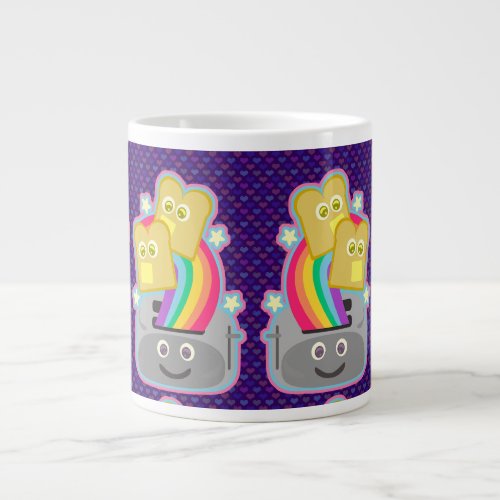 Kawaii Rainbow Toast Pattern Large Coffee Mug