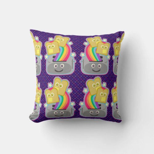 Kawaii Rainbow Toast Pattern Throw Pillow