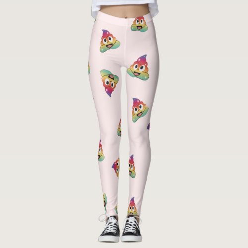 kawaii Rainbow unicorn poop emoji magical poop Leggings