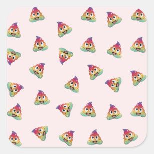 kawaii Rainbow unicorn poop emoji magical poop Square Sticker