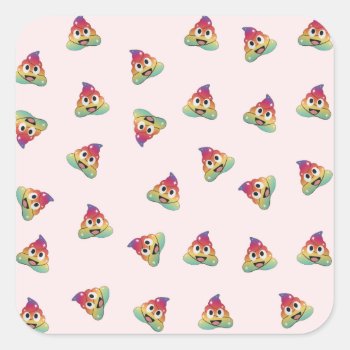 Kawaii Rainbow Unicorn Poop Emoji Magical Poop Square Sticker by ShawlinMohd at Zazzle