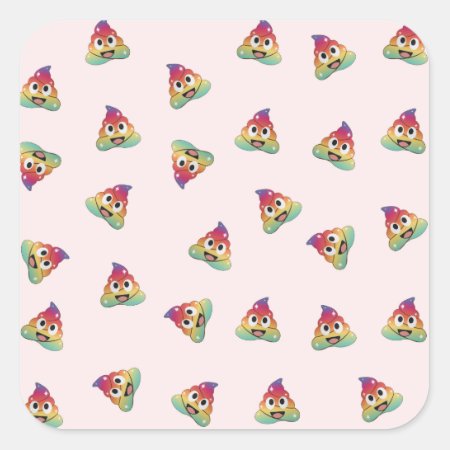 Kawaii Rainbow Unicorn Poop Emoji Magical Poop Square Sticker