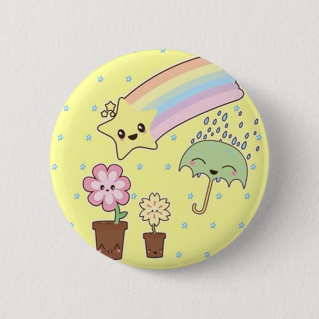 Kawaii rainbow weather pattern so cute pinback button (Front)