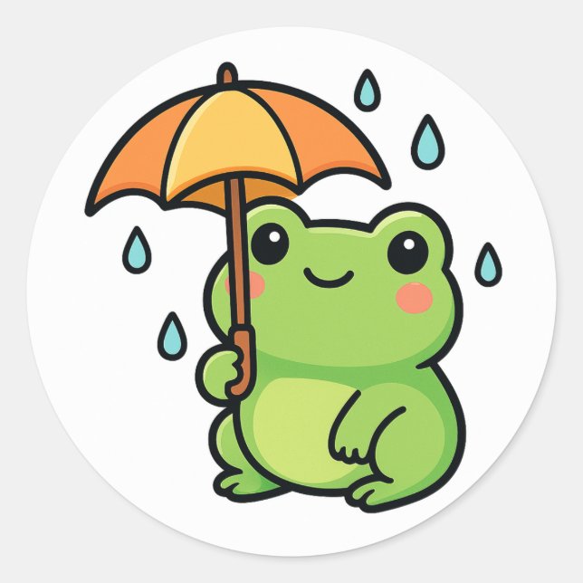 Kawaii Rainy Day Frog Sticker (Front)