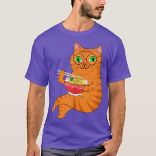 Kawaii Ramen Anime Cat Eating Japanese Noodles  T-Shirt