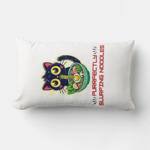 Kawaii Ramen Black Cat Lovers Japanese Lumbar Pillow