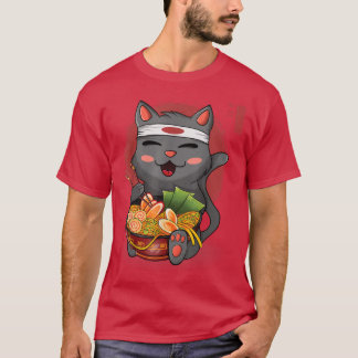 Kawaii Ramen Cat, Japanese Neko Noodle Funny Anime T-Shirt