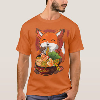 Kawaii Ramen Fox, Japanese Neko Noodle Funny Anime T-Shirt
