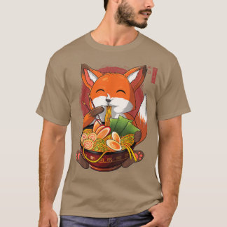 Kawaii Ramen Fox, Japanese Neko Noodle Funny Anime T-Shirt