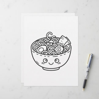 Kawaii Ramen Japanese Noodles Bowl Coloring Page