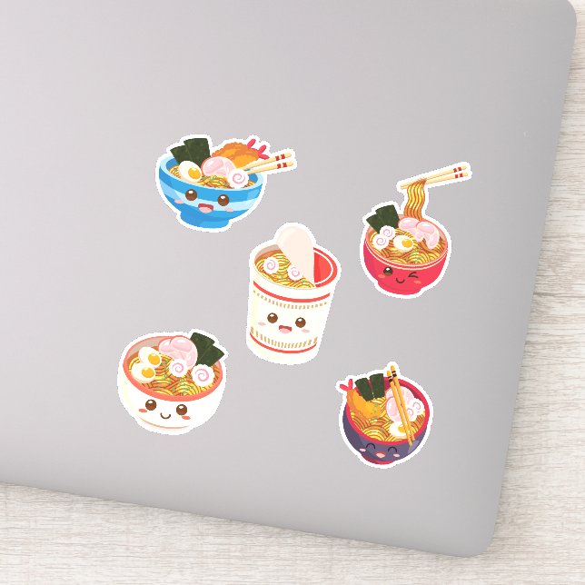 Kawaii Ramen Noodles Combo Pack Sticker (Detail)