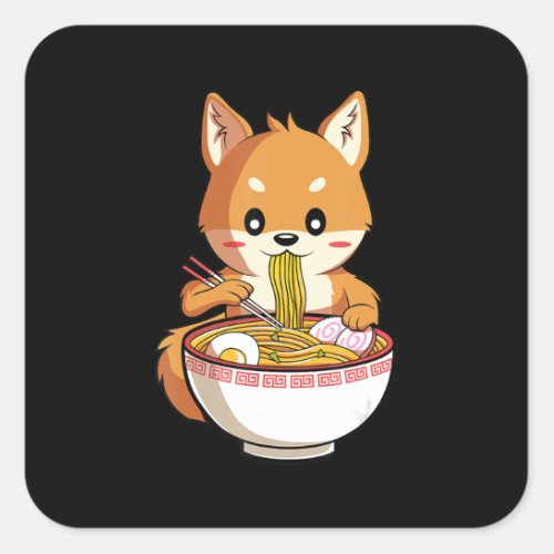 Kawaii ramen shiba inu  noodles lover gift square sticker