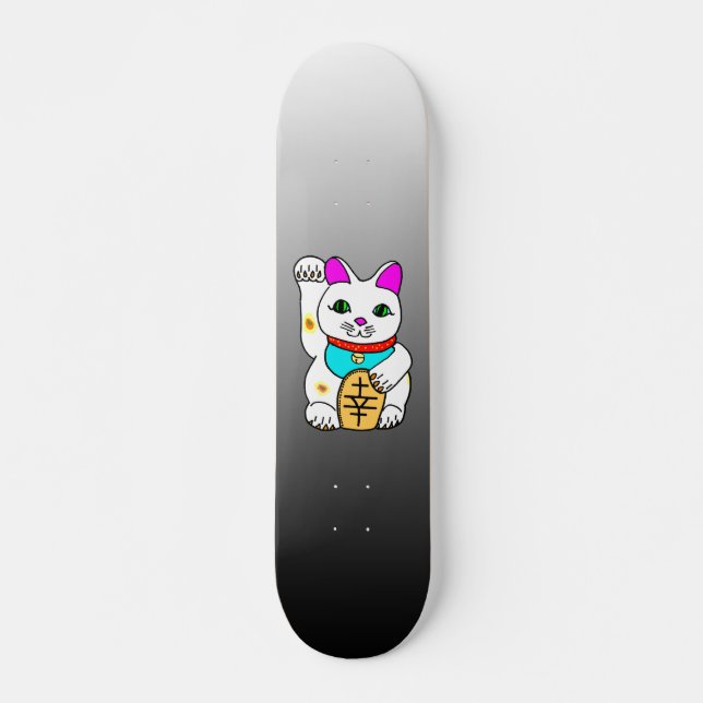 Kawaii Rave Lucky Cat Maneki Neko Skateboard Deck (Front)