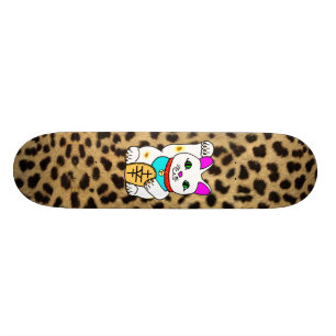 Kawaii Rave Lucky Cat Maneki Neko Skateboard Deck